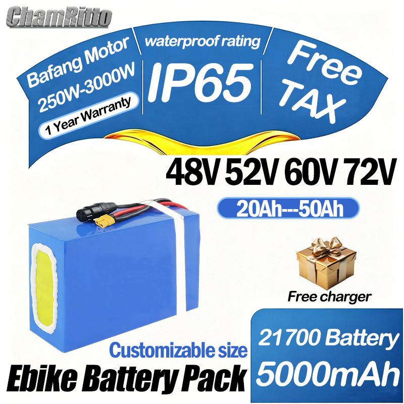 72V 50Ah 21700 Lithium Battery - 60V 72V 2000W e-bisiklet Elektrikli Bisiklet