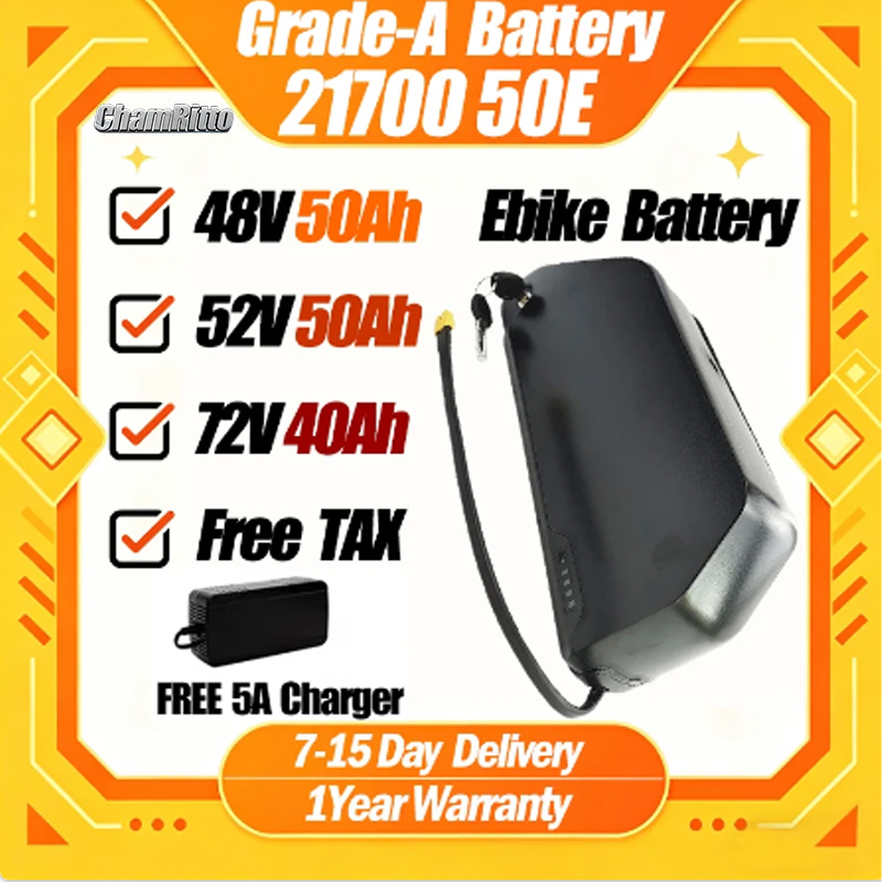 72V 50Ah 21700 Lithium Battery - Polly Elektrikli bisiklet bataryası Downtube Hailong