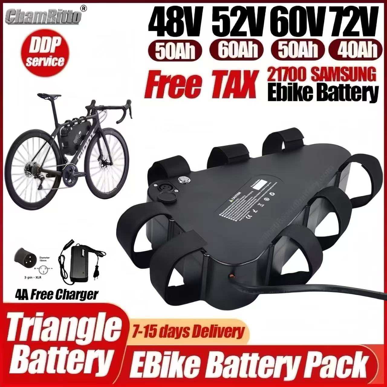 72V 50Ah 21700 Lithium Battery - 36v 48v 52v 60v 72v Elektrikli
