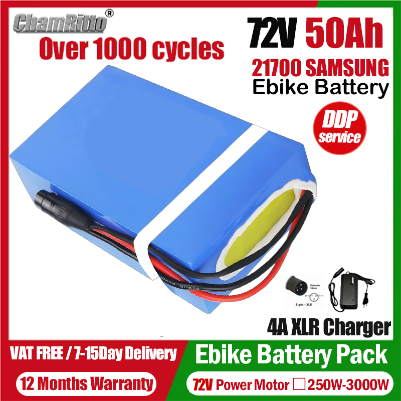72V 50Ah 21700 Lithium Battery - 72V Elektrikli Bisiklet cham-rider 84V 3000w