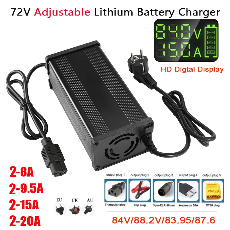 72V 15A Fast Charger - 72V 2-8A 2-9.5A 2-15A 2-20A Ayarlanabilir