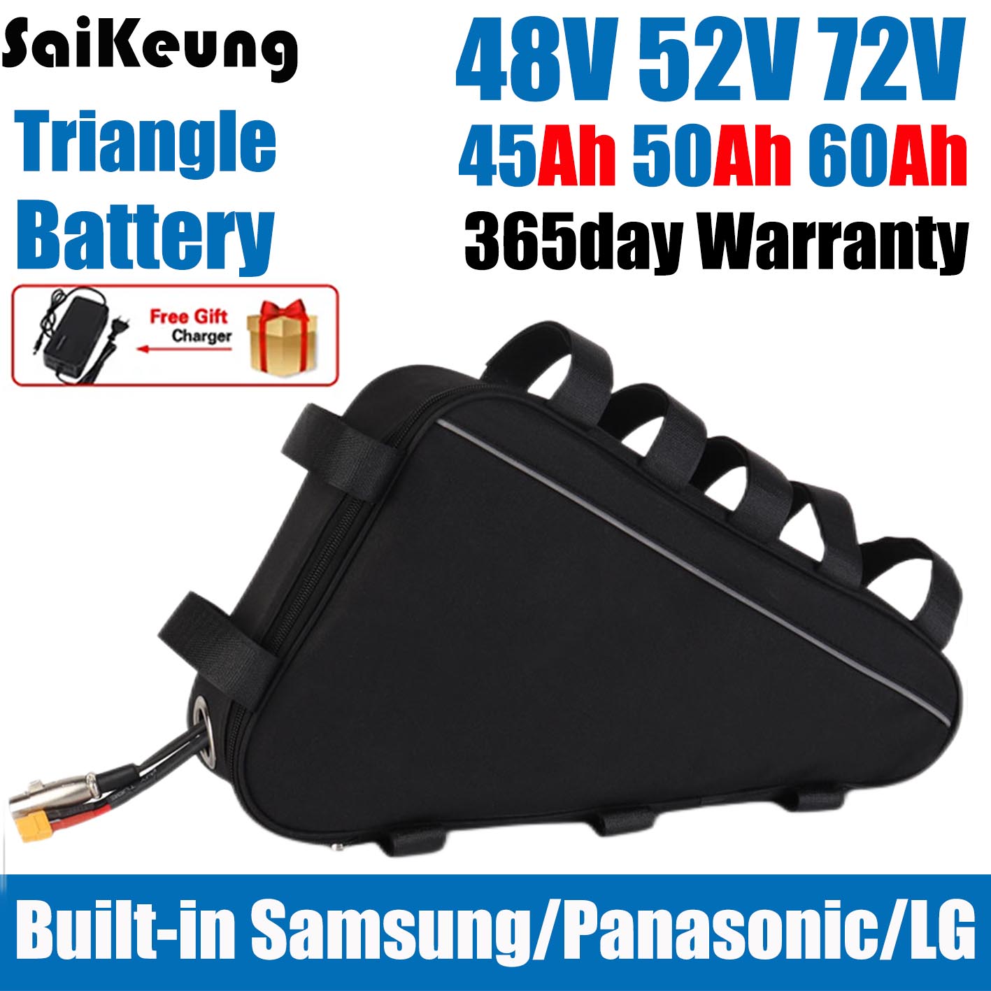 72V 50Ah 21700 Lithium Battery - Cham Elektrikli Bisiklet Üçgen 48V 45AH