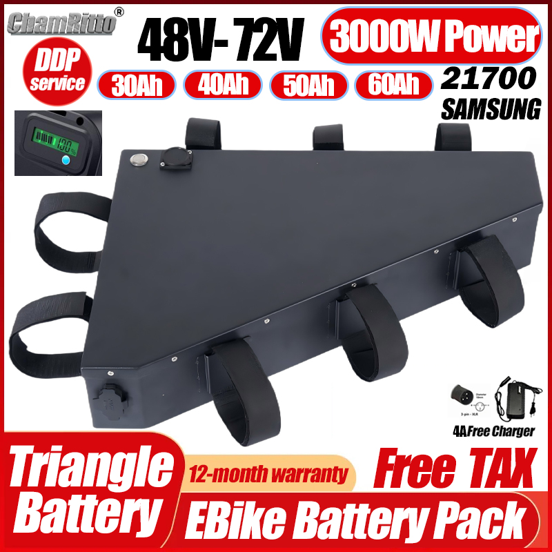 72V 50Ah 21700 Lithium Battery - Elektrikli Bisiklet 36v 48v 52v 2000w